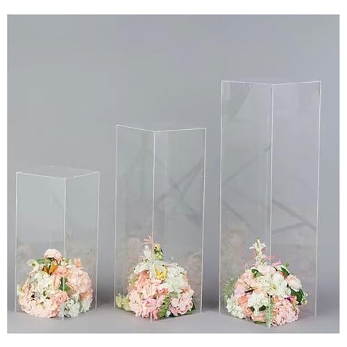 BSKJMMP Transparentes Partyständer-Set, Acryl, Veranstaltungsdisplay, Hochzeit, Tafelaufsätze, groß, 3 Säulen, Vasen, Desserttisch für Blumenkuchen, Geschenk von BSKJMMP