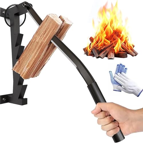 BSKJMMP Wandmontierter Holzspalter, tragbarer manueller Brennholzspalter, Hartstahl, sicherer Brennholzspalter mit verstellbarem Griffwinkel 180° für Zuhause im Freien von BSKJMMP