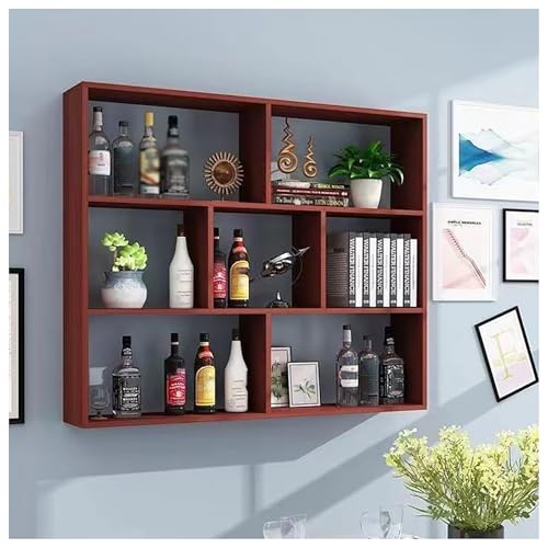 BSKJMMP Wandmontiertes Barregal aus Holz, 3 Etagen, großes Fassungsvermögen, schwebende Likörflaschen, Ausstellungsregal für Zuhause, Café, Restaurant (78,9 x 99,1 cm) (braun) von BSKJMMP
