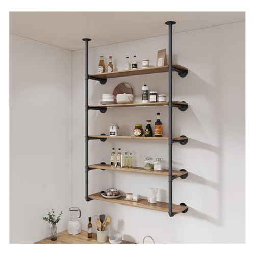 BSKJMMP Wandregal Vintage Holz und Metall Lang 172 cm DIY-Rohr Bücherregal Schweberegale für die Wand Industrielles Eisen für Home Office Wohnzimmer BSKJMMP Wandregal Vintage Holz und Metall Lang 172 cm DIY-Rohr Bücherregal Schweberegale für die Wand Industrielles Eisen für Home Office Wohnzimmer von BSKJMMP