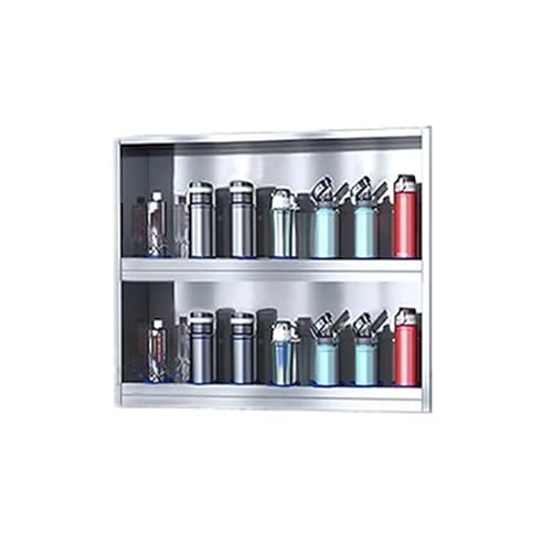 BSKJMMP Wandregal für Tassen und Untertassen Edelstahl 201 Verdicktes 2-Stöckig für Wohnzimmer Küche Büro (Silber, 41,9 x 60,4 cm) von BSKJMMP