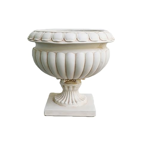 BSKJMMP Weißer Urnen-Pflanzgefäß für den Garten, römischer Blumentopf, Magnesiumoxid, Sockel, Vintage-Stil, europäische Säulen zur Dekoration, quadratischer Sockel, für den Innen- und Außenbereich (41 von BSKJMMP