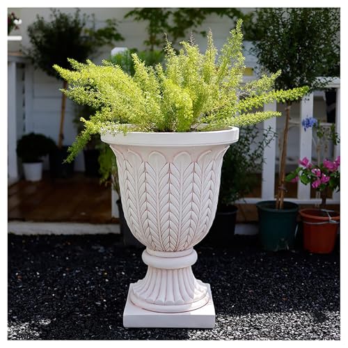BSKJMMP Weißer römischer Garten-Übertopf, Urne, Blumentöpfe, Magnesiumoxid, 60,5 cm hoch, groß, europäische Hochzeitssäulen, Veranstaltung für drinnen und draußen, Party-Dekoration von BSKJMMP