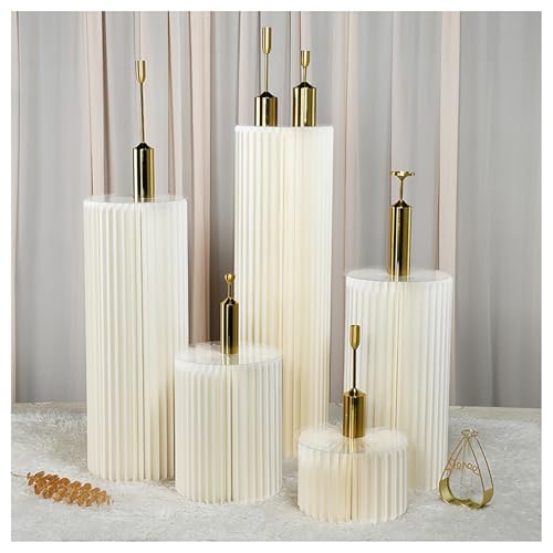 BSKJMMP Zylinder-Ständer für Partys, weiß, faltbar, Hochzeits-Mittelstücke für Tische, 4 Stück, Desserttisch, Kuchenständer mit Acrylplatte, für Party, Geburtstag von BSKJMMP