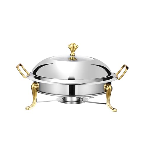 Chafing Dish Buffet Set Edelstahl Chafer Rund Catering Wärmer Server mit Tabletts Deckel Brennstoffhalter Speisenwärmer für Partys, Geburtstage, Feiertage, Kirchenveranstaltungen von BSKJMMP