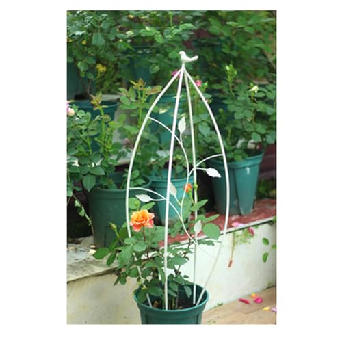 Gartenvogel Obelisk Rankgitter für Kletterpflanzen Vintage Blumenstütze Eisen Metall Tomaten Gemüse Blumen Reben (Weiß) von BSKJMMP