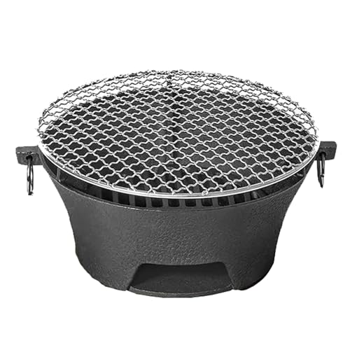 Gusseisen Hibachi Grill 27.9 cm Tragbarer Grill Herd BBQ Holzkohle Camping für Outdoor Tischplatte Picknick Party 5 Personen von BSKJMMP