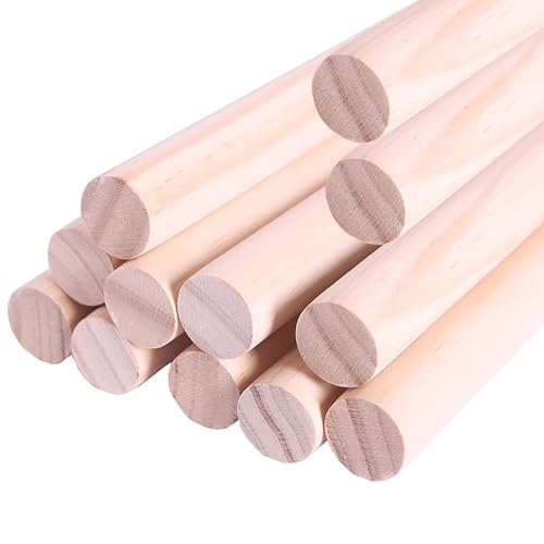 Holzdübelstäbe, 30,5 cm lang, für Bastelstäbe, unlackiertes Hartholz für Heimwerker, 12 Stück Holzdübelstäbe, 30,5 cm lang, für Bastelstäbe, unlackiertes Hartholz für Heimwerker, 12 Stück von BSKJMMP