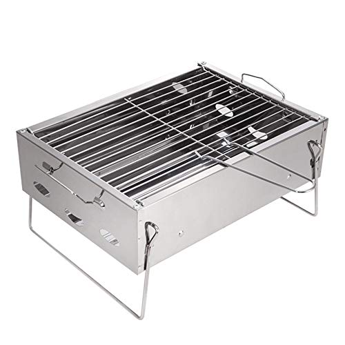 Kleiner tragbarer Holzkohlegrill Edelstahl BBQ Camping Lagerfeuer Grill für Outdoor Grillen von BSKJMMP