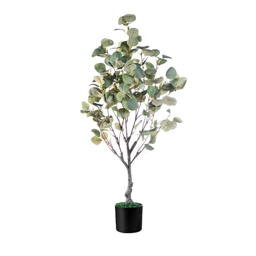 Künstlicher Eukalyptusbaum, hohe Kunstpflanze, künstlicher Baum für den Innenbereich, mit natürlichem Holzstamm für Zuhause, Büro, Dekoration von BSKJMMP