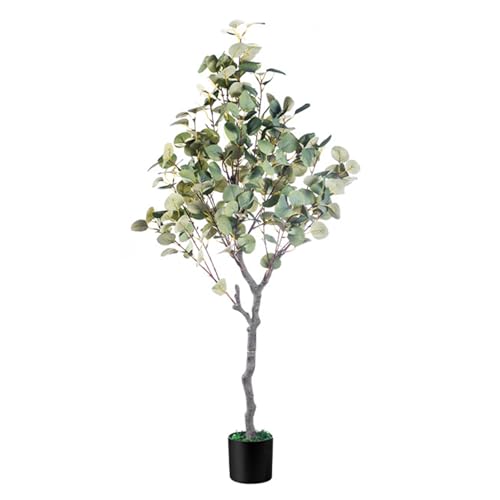 Künstlicher Eukalyptusbaum, künstliche Bäume für Heimdekoration, künstlicher Baum, Innenbereich, üppig und abnehmbar, Heimbüro, perfekte Haushaltswaren, Geschenk, Dekoration (122 cm) von BSKJMMP
