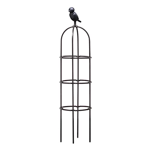 Obelisk Rankgitter für Kletterpflanzen, Outdoor, Garten, hoher Turm, Schmiedeeisen, Metall, Blumenstütze für Ranken, Rose, Schwarz, 1 Stück (24 x 120 cm) von BSKJMMP