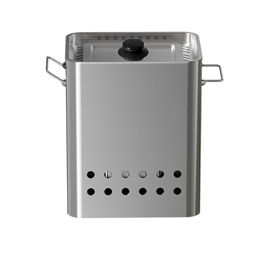 Outdoor Holzkohlegrill rauchfreier hängender vertikaler Grill Edelstahl tragbar mit 26 Spießen Zange Grillnetz für Camping Hinterhof BBQ (Quadratisch) von BSKJMMP