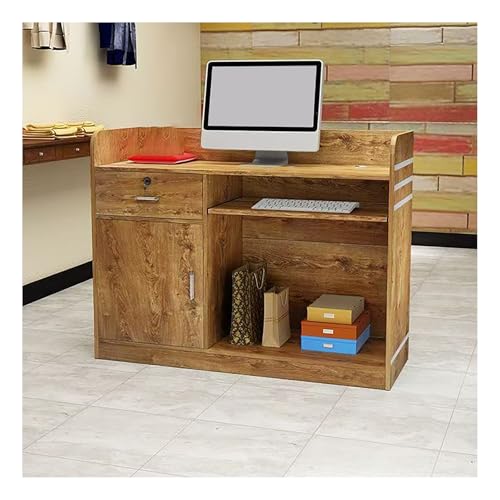 Rezeptionstisch, klein, stehend, mit abschließbarer Schublade, moderner Holztisch für Salon, Lobby, Büro, Zuhause (80 cm B x 41,9 cm T x 91,4 cm H) (Gelbe Eiche) von BSKJMMP