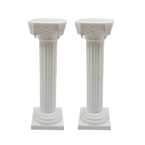 Römische Säulen und Säulen, dekorativer Ständer, Hochzeit, weißer Kunststoffsockel, hohler Blumentopf für Party, Veranstaltung (2 Stück, 27 x 88 cm) von BSKJMMP