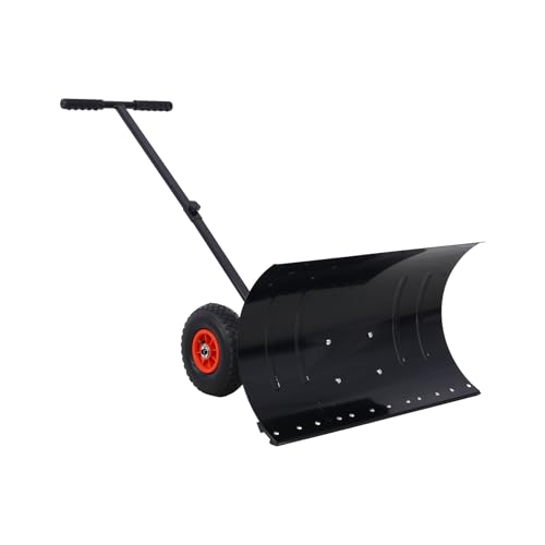 Schneeschaufel mit Rädern, robuster Schneeschieber, Winkel, verstellbar, 73,7 cm Klinge, Schneereinigungswerkzeug für Auffahrt oder Gehweg, 25,4 cm Räder von BSKJMMP