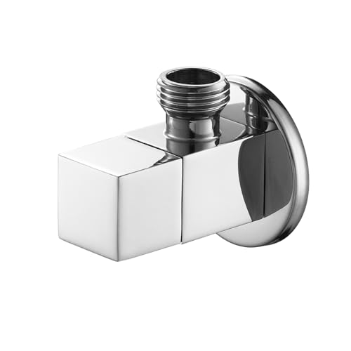 Schwarzes quadratisches Eckventil Edelstahl G1/2 Zoll Absperrventil Wasserhahn Wassereingang Armatur Wasser Badezimmer WC Bidet Dusche (Chrom) von BSKJMMP