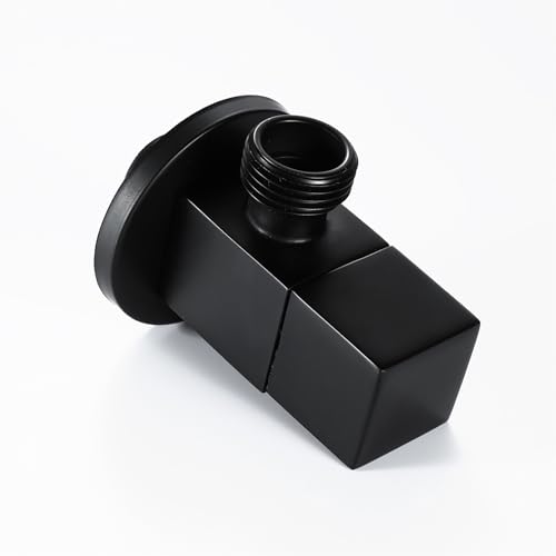 Schwarzes quadratisches Eckventil Edelstahl G1/2 Zoll Absperrventil Wasserhahn Wassereingang Armatur Wasser Badezimmer WC Bidet Dusche (Schwarz) von BSKJMMP