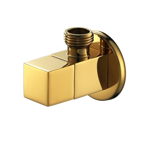 Schwarzes quadratisches Eckventil Edelstahl G1/2 Zoll Absperrventil Wasserhahn Wassereingang Armatur Wasser Badezimmer WC Bidet Dusche (Ti-Gold) von BSKJMMP