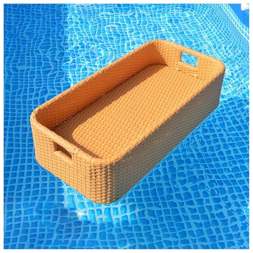 Schwimmende Serviertabletts, Tischbar (76,2 cm), Schwimmbad, Getränkehalter, Aluminiumrahmen, rostfreies Serviertablett – Braun von BSKJMMP