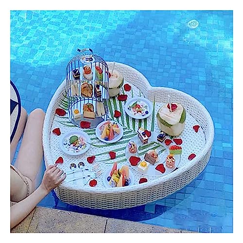 Schwimmende Serviertabletts für Tisch, Bar, Herz, Schwimmbad, zum Servieren von Getränken, Brunch und Partys, schwimmendes Tablett, 61 cm, Weiß von BSKJMMP
