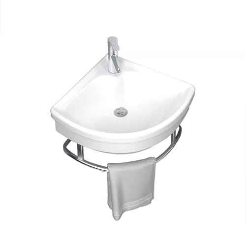 Schwimmendes Waschbecken aus Porzellan, Wandhalterung, Eck-Dreieck-Handwaschbecken mit Abtropffläche und Wasserhahn, für Außen- und Innenbereich, Garage, Waschküche, Hauswirtschaftsraum Schwimmendes Waschbecken aus Porzellan, Wandhalterung, Eck-Dreieck-Handwaschbecken mit Abtropffläche und Wasserhahn, für Außen- und Innenbereich, Garage, Waschküche, Hauswirtschaftsraum von BSKJMMP