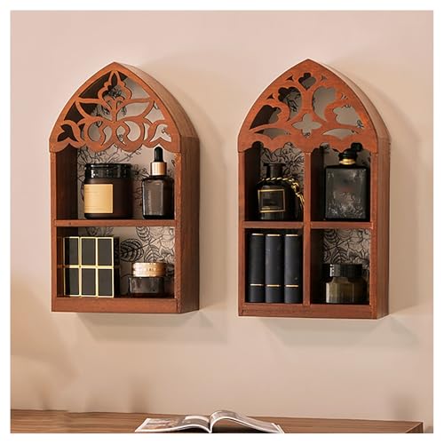 Wandregal Vintage Holz Schwebend 2er-Set Braun Steinständer Wand Deko für Küche Esszimmer Bar Schwarz Wandregal Vintage Holz Schwebend 2er-Set Braun Steinständer Wand Deko für Küche Esszimmer Bar Schwarz von BSKJMMP