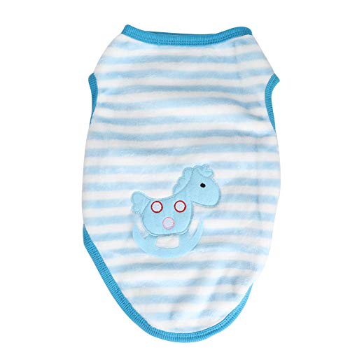 Atmungsaktives Haustierpullover | Winter warme Hundekatze Weste Jacke mit elastischen Manschetten | Nette Cartoon -Muster -Kleidung für kleine mittelgroße große Haustiere (XL Blue Trojan) von BSLSVGE