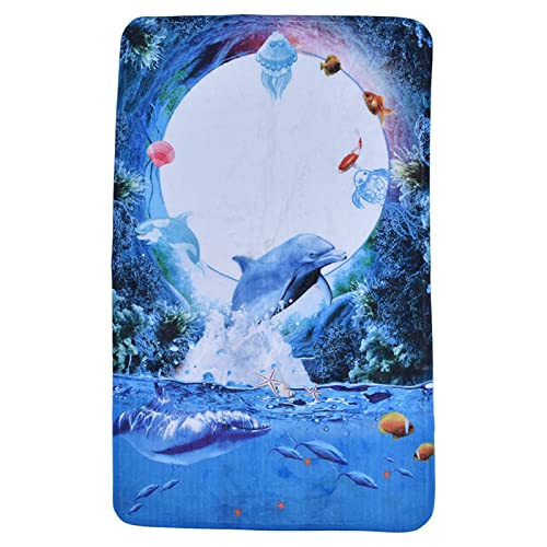 BSLSVGE Flanell-Bodenmatte, 81,3 x 49,5 cm, griffiger Teppich für Badezimmer/Küche/Schlafzimmer, bedrucktes Meeressäugetier-Design, statische Kontrolle, maschinenwaschbar, Heimdekoration von BSLSVGE