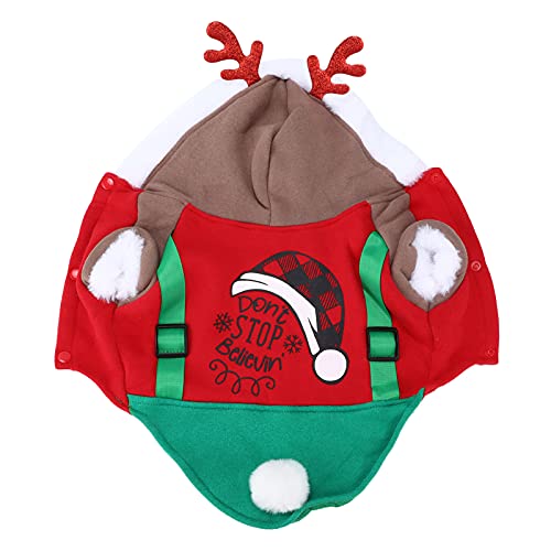 Hunde Weihnachtskostüm | Nettes Hirsch -Outfit für kleine und mittlere Hunde | Warme Winter -Haustierkleidung mit Geweihen | Weiche Polyester Urlaubsbekleidung (M) von BSLSVGE