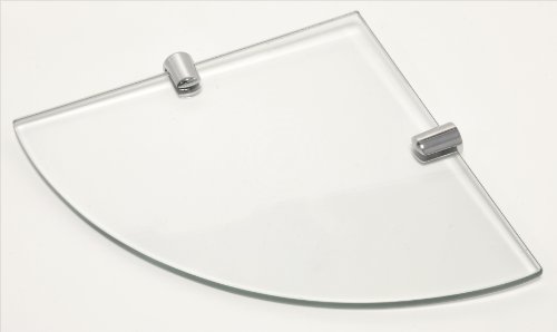 Eckregal aus gehärtetem Glas für Bad, Schlafzimmer, Büro, mit verchromten Regelstützen, Länge: 180 mm, Glasdicke: 6 mm von BSM Marketing