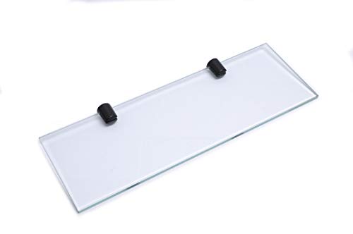300 mm Glasregal mit mattschwarzer Halterung, Auswahl an rechteckigen oder gebogenen Ecken (rechteckig) von BSM Marketing