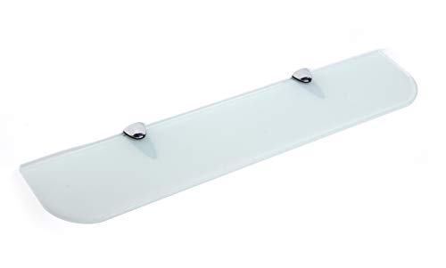 6 mm dicke Regale aus gehärtetem Glas mit gebogenen Ecken und großem Chrom-Finish, Regalträger ca. 600 mm und 500 mm, Schwarz, Weiß und Transparent (500 mm x 100 mm, Weiß, 1 Regal) von BSM Marketing