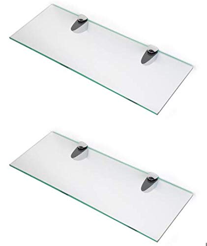 BSM Marketing 6 mm dicke Ablagen aus gehärtetem Glas mit großer Chromoberfläche für Regalböden von 600 mm, 500 mm und 400 mm (2, 400 mm x 150 mm) von BSM Marketing