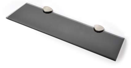 BSM Marketing 6 mm dickes, gehärtetes schwarzes Glasregal mit großem Chrom-Finish, Regalträger in 2 Größen erhältlich: 400 mm x 150 mm und 500 mm x 100 mm (500 mm x 100 mm) von BSM Marketing