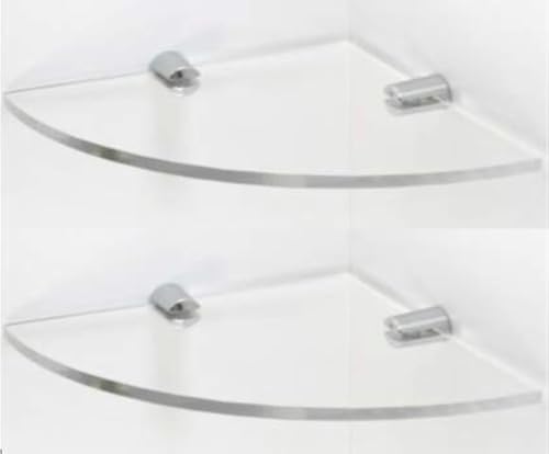 BSM Marketing Wandmontiertes Wand-Eckregal aus Acryl, mit Chromstützen, erhältlich in Transparent, Schwarz und Weiß (transparent, 150 mm x 2) von BSM Marketing