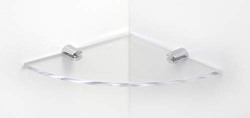 BSM Marketing Wandmontiertes Wandregal aus Acryl, mit Chromhalterungen, erhältlich in Transparent, Schwarz und Weiß (transparent, 150 mm x 150 mm) von BSM Marketing
