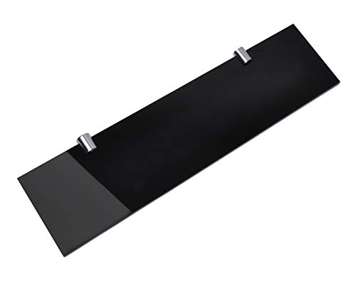 BSM Marketing Wandmontiertes rechteckiges schwebendes Acrylregal mit verchromten Stützen, erhältlich in transparent, schwarz und weiß (schwarz, 500 mm x 100 mm) von BSM Marketing