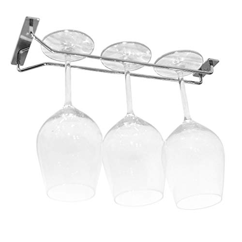BSM Marketing Weinglashalter aus Chrom für Schrank und Bar, Hängeregal, flaches Profil (33 cm) von BSM Marketing