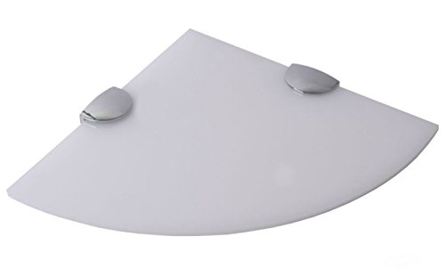 Eckregal aus gehärtetem Glas für Bad, Schlafzimmer, Büro, mit verchromten Regelstützen, Länge: 300 mm, Glasdicke: 5 mm von BSM Marketing