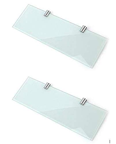 Glasregal-Set, für Badezimmer, Küche, Schlafzimmer, 300 x 100 mm, Weiß, 2 Stück von BSM Marketing