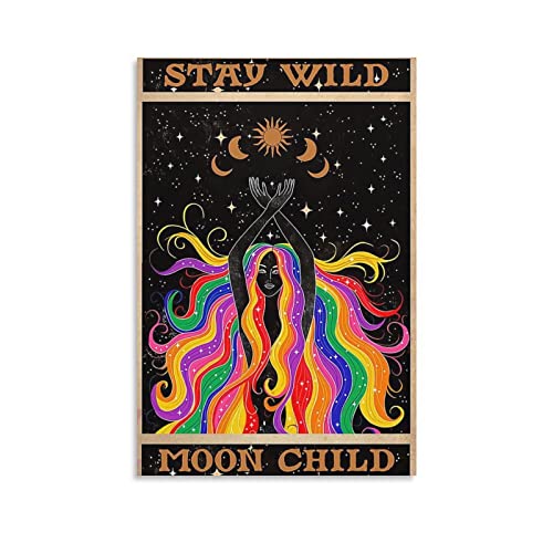 Stay Wild Moon Child LGBT Regenbogenstolz Monat Gleichheit Retro-Poster Leinwandbild Poster Wandkunst Dekorative Bild Drucke Moderne Dekoration 60 x 90 cm von BSMY