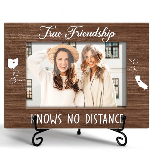 BSNZZIO Txk70 Bilderrahmen für Freunde, wahre Freundschaft kennt keine Entfernung, Geburtstagsgeschenke für Frauen und Freunde, passend für 10 x 15 cm große Bilderrahmen mit Ständer, von BSNZZIO