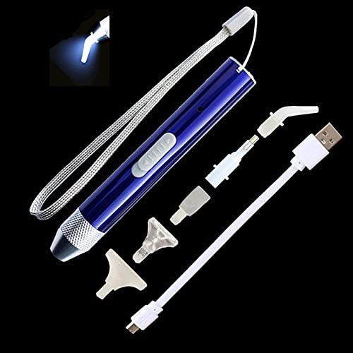 5D-Diamant-Malwerkzeug-Set mit Lichtpunkt-Bohrstift und 5 Stück verschiedenen Arten von Ersatzköpfen für Nagelkunst, DIY-Malerei, Handwerk (blau) von BSOMAM