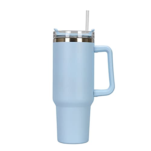 Liter Reisebecher mit Griff & Strohhalm, Edelstahl Kaffeebecher mit Deckel Kaffeebecher Auslaufsichere Thermoskanne für heißen und kalten Kaffee, Hohe Kapazität Reisebecher Krug zum Wandern (Blau) von BSOMAM