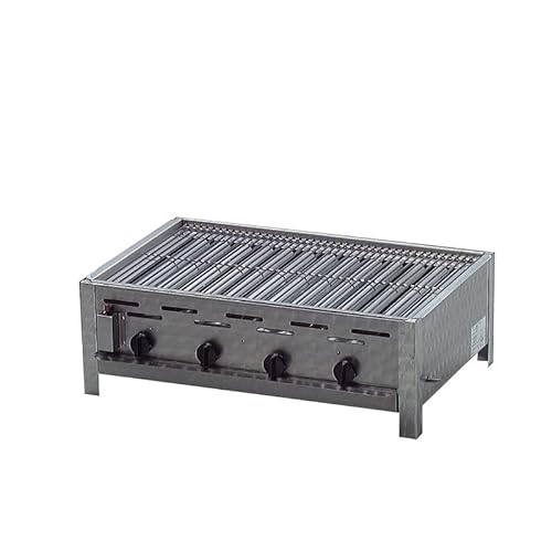 BSR-Grillen 4-flammiger Profi Gasgrill aus Edelstahl, stufenlos regelbar, Gasbräter, Gastrogrill, Gastrobräter mit Gasschlauch und Druckminderer (14,4 kW | Edelstahl Grillrost) von BSR-Grillen