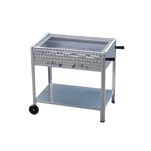 BSR-Grillen Holzkohlegrill Grillwagen aus Edelstahl mit Rollen 114x53x80 cm Grillfläche 108x47 cm ideal für Privat Verein Catering Gastronomie (Grillrost Edelstahl) von BSR-Grillen