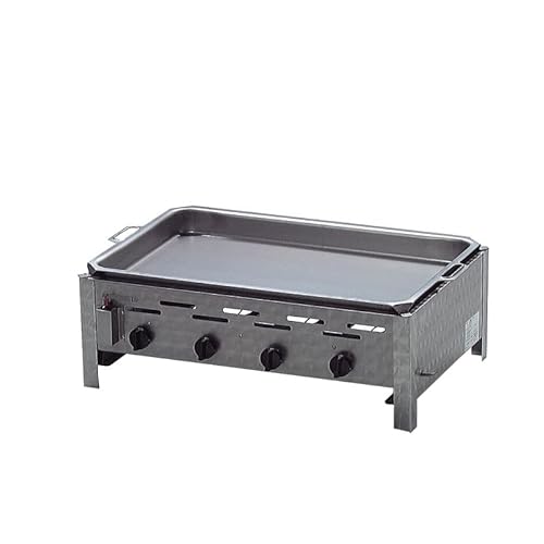 BSR-Grillen 4-flammiger Profi Gasgrill aus Edelstahl, stufenlos regelbar, Gasbräter, Gastrogrill, Gastrobräter mit Bräterpfanne Wanne Gasschlauch und Druckminderer (14,4 kW | Emaillie-Pfanne) von BSR-Grillen