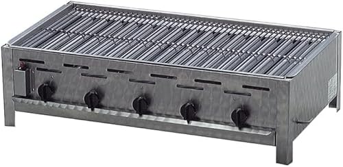 BSR-Grillen 5-flammiger Profi Gasgrill aus Edelstahl, stufenlos regelbar, Gasbräter, Gastrogrill, Gastrobräter mit Gasschlauch und Druckminderer (20 kW | Edelstahl Grillrost zerlegbar) von BSR-Grillen