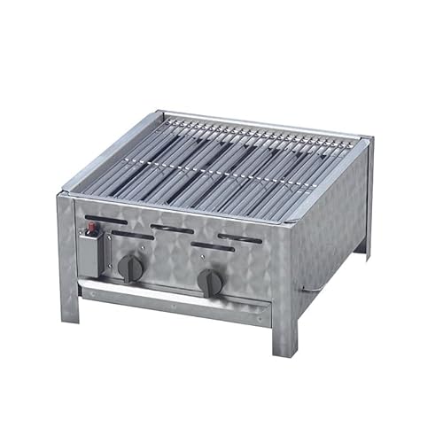 BSR-Grillen 2-flammiger Profi Gasgrill aus Edelstahl, stufenlos regelbar, Gasbräter, Gastrogrill, Gastrobräter mit Gasschlauch und Druckminderer (7,2 kW | Edelstahl Grillrost zerlegbar) von BSR-Grillen